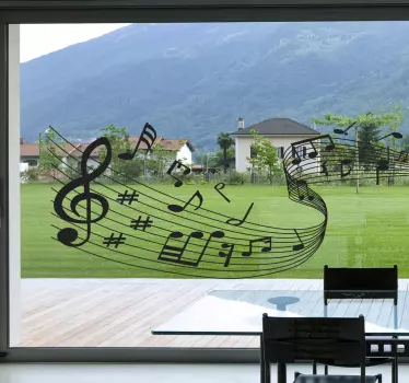 Naklejka na ścianę linie muzyczne z nutami - TenStickers