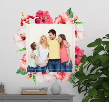 Spersonalizowana naklejka kwiatowa ramka - TenStickers