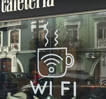 Naklejka na szyby Logo kubek WIFI - TenStickers