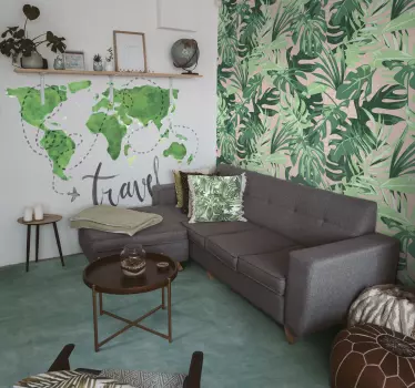 Naklejka na ścianę do sypialni mapa świata kontynenty - TenStickers