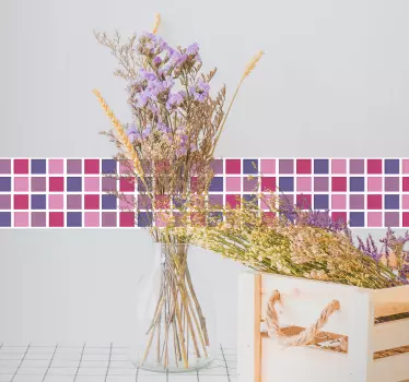Naklejka na ścianę różowo-fioletowy geometryczny wzór - TenStickers