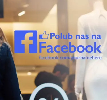 Naklejka na witrynę sklepową polub nas na FB - TenStickers
