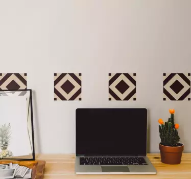 Naklejka na ścianę do kuchni vintage beżowy kwadratowy wzór - TenStickers
