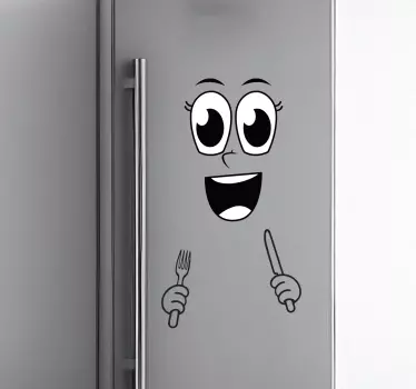 Okleina na lodówkę twarz ze sztućcami - TenStickers