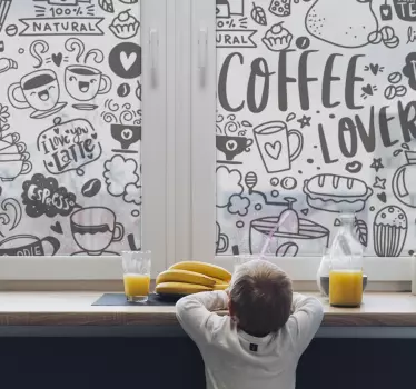 Naklejka na szybę do kuchni miłośnicy kawy - TenStickers