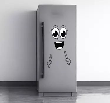 Okleina na lodówkę twarz ze sztućcami - TenStickers