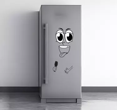 Naklejka na lodówkę z uśmiechniętą twarzą i kieliszkiem wina - TenStickers