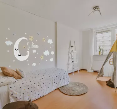Naklejka na ścianę dla dzieci księżyc gwiazdy chmury - TenStickers