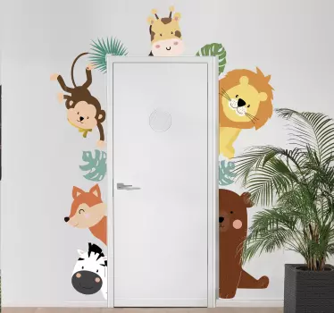 Naklejka zwierzątka wyglądające zza rogu - TenStickers