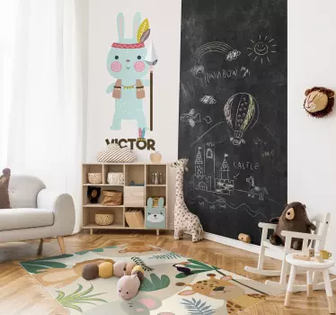 Naklejka na ścianę króliczek indianin z imieniem - TenStickers