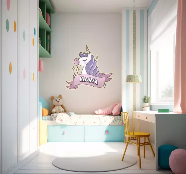 Spersonalizowana naklejka z jednorożcem - TenStickers