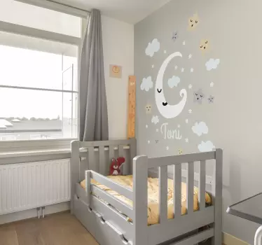 Naklejka na ścianę dla dzieci księżyc gwiazdy chmury - TenStickers