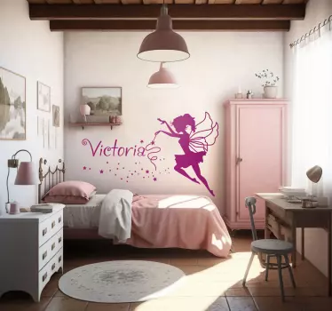 Naklejka na ścianę dla dzieci wróżka z Twoim imieniem - TenStickers