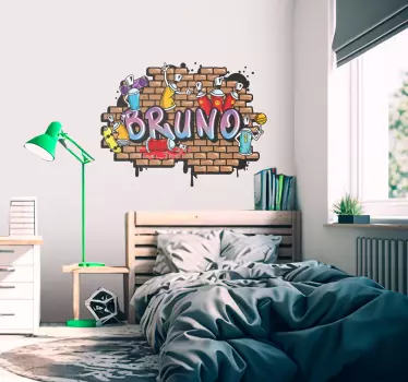 Personalizowana naklejka nowoczesne graffiti na cegle  - TenStickers