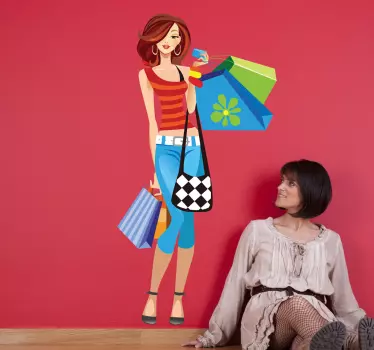 Naklejk dekoracyjna wiosenna zakupoholiczka - TenStickers