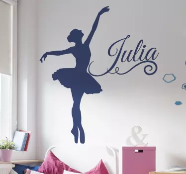 Naklejka na ścianę sylwetka tancerki baletowej z imieniem - TenStickers