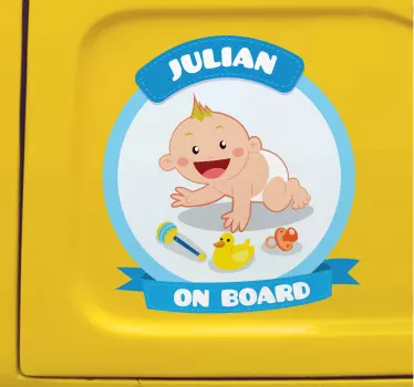 Naklejka na samochód niemowlę na pokładzie niebieska - TenStickers