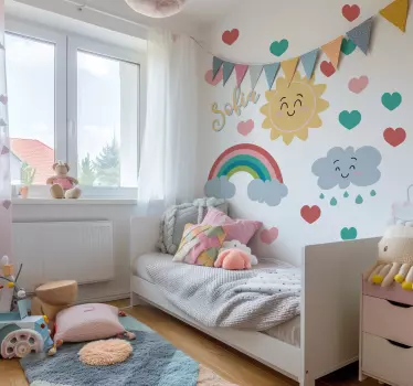 Naklejka dekoracyjna ilustracje szczęśliwego wschodu słońca - TenStickers