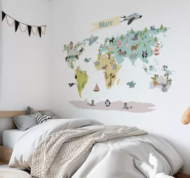 Naklejka dekoracyjna edukacja mapa świata w nocy - TenStickers
