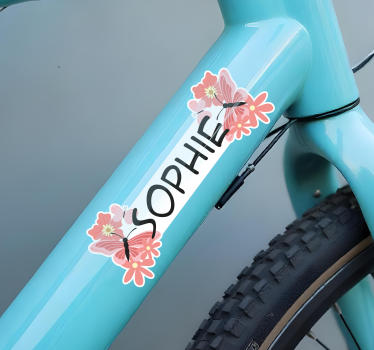 Naklejka na rower szczęśliwy motyl i kwiat - TenStickers