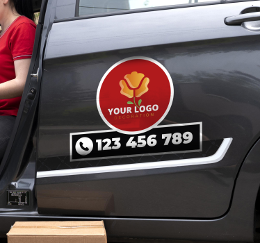 Naklejka na samochód spersonalizowane logo i numer telefonu - TenStickers