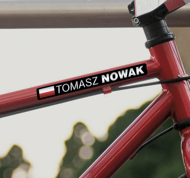 Naklejka na rower szosowy z flagą i własną nazwą - TenStickers