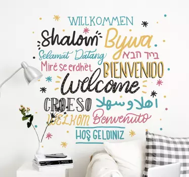 Naklejka na ścianę do przedpokoju Powitanie w językach świata - TenStickers