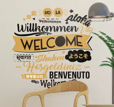 Naklejka na ścianę do salonu Witaj w różnych językach - TenStickers