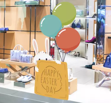 Dekoracja Wielkanocny królik Happy Easter's Day - TenStickers