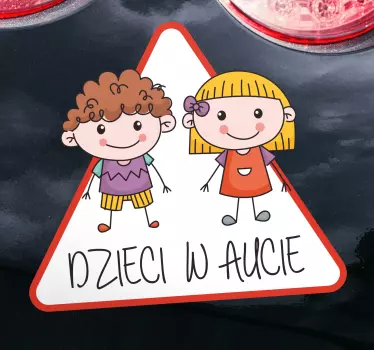 Dziecko w aucie naklejka Dzieci w samochodzie rysunek znak - TenStickers