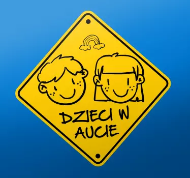 Dziecko w aucie naklejka Dzieci wewnątrz znaku samochodu - TenStickers
