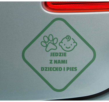 Dziecko w aucie naklejka Dziecko i pies na pokładzie - TenStickers