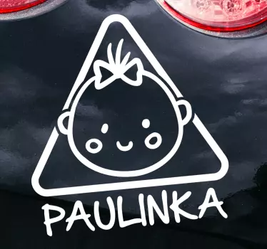 Naklejka Dziecko w aucie dziewczynka z kokardą - TenStickers
