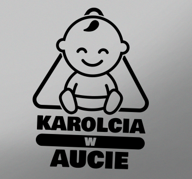 Dziecko w aucie naklejka Maluch wewnątrz znak z imieniem - TenStickers