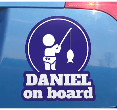 Dziecko w aucie naklejka Słodki chłopak wędkarski - TenStickers