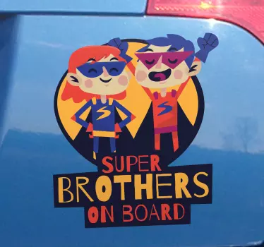 Dziecko w aucie naklejka Super brat i siostra - TenStickers