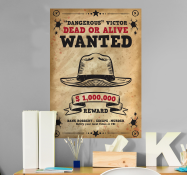 Naklejka na ścianę plakaty Plakat Poszukiwany Wanted - TenStickers