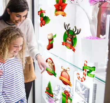 Kolekcja naklejek świątecznych na witrynę sklepową - TenStickers