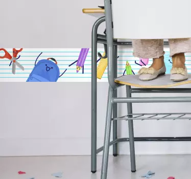 Kolorowa naklejka z  oryginalnym motywem przyborów szkolnych - TenStickers