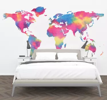 Naklejka na ścianę tęczowa mapa świata - TenStickers