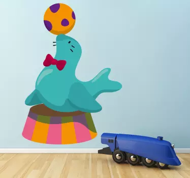 Naklejka cyrkowa foka z piłką - TenStickers
