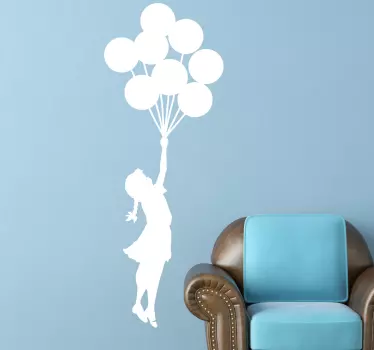 Naklejka na ścianę do salonu Banksy dziewczynka z balonami - TenStickers