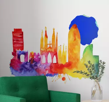Naklejka dekoracyjna Barcelona w ciągu nocy - TenStickers