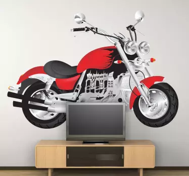 Naklejka dekoracyjna czerwony motocykl - TenStickers