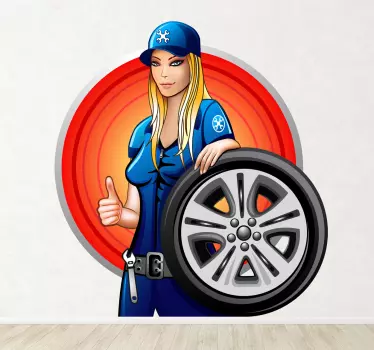 Naklejka dekoracyjna dziewczyna mechanik - TenStickers