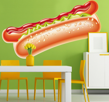 Naklejka na ścianę do kuchni hot dog z keczupem - TenStickers