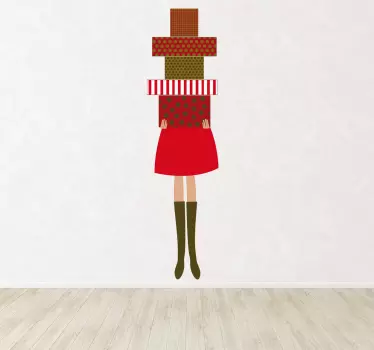 Naklejka dekoracyjna kobieta z prezentami - TenStickers