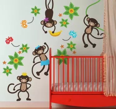 Naklejka dekoracyjna kolekcja małp - TenStickers