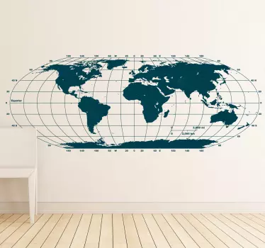 Naklejka dekoracyjna mapa świata pozioma - TenStickers