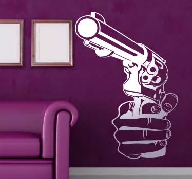 Naklejka na ścianę do salonu dekoracyjna pistolet - TenStickers